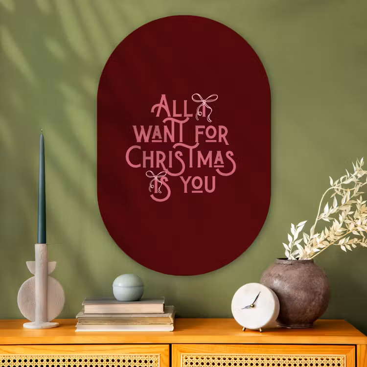 Muurovaal glas - Tekst - Kerst - Rood - Roze — 2
