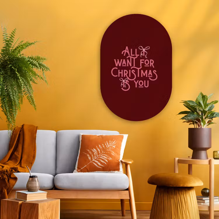 Muurovaal glas - Tekst - Kerst - Rood - Roze — 3