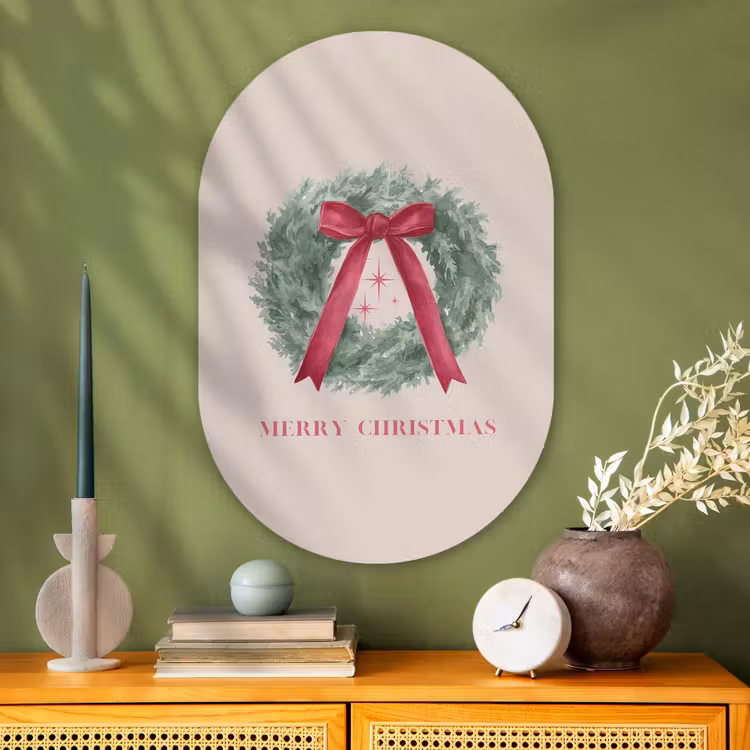 Muurovaal glas - Winter - Kerst - Tekst — 2