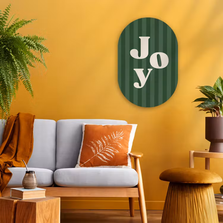 Muurovaal - Joy - Kerst - Tekst - Groen — 1