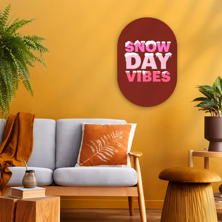 Muurovaal - Kerst - Tekst - Sneeuw - Rood - Roze — 2