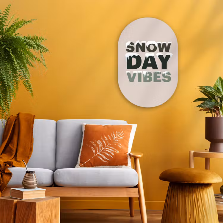 Muurovaal - Sneeuw - Tekst - Kerst - Beige — 1