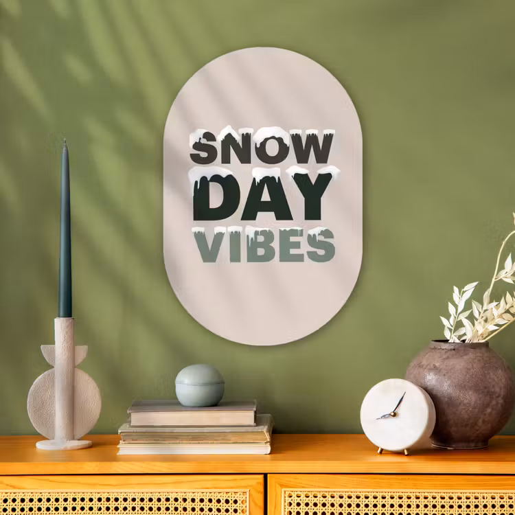 Muurovaal - Sneeuw - Tekst - Kerst - Beige — 2