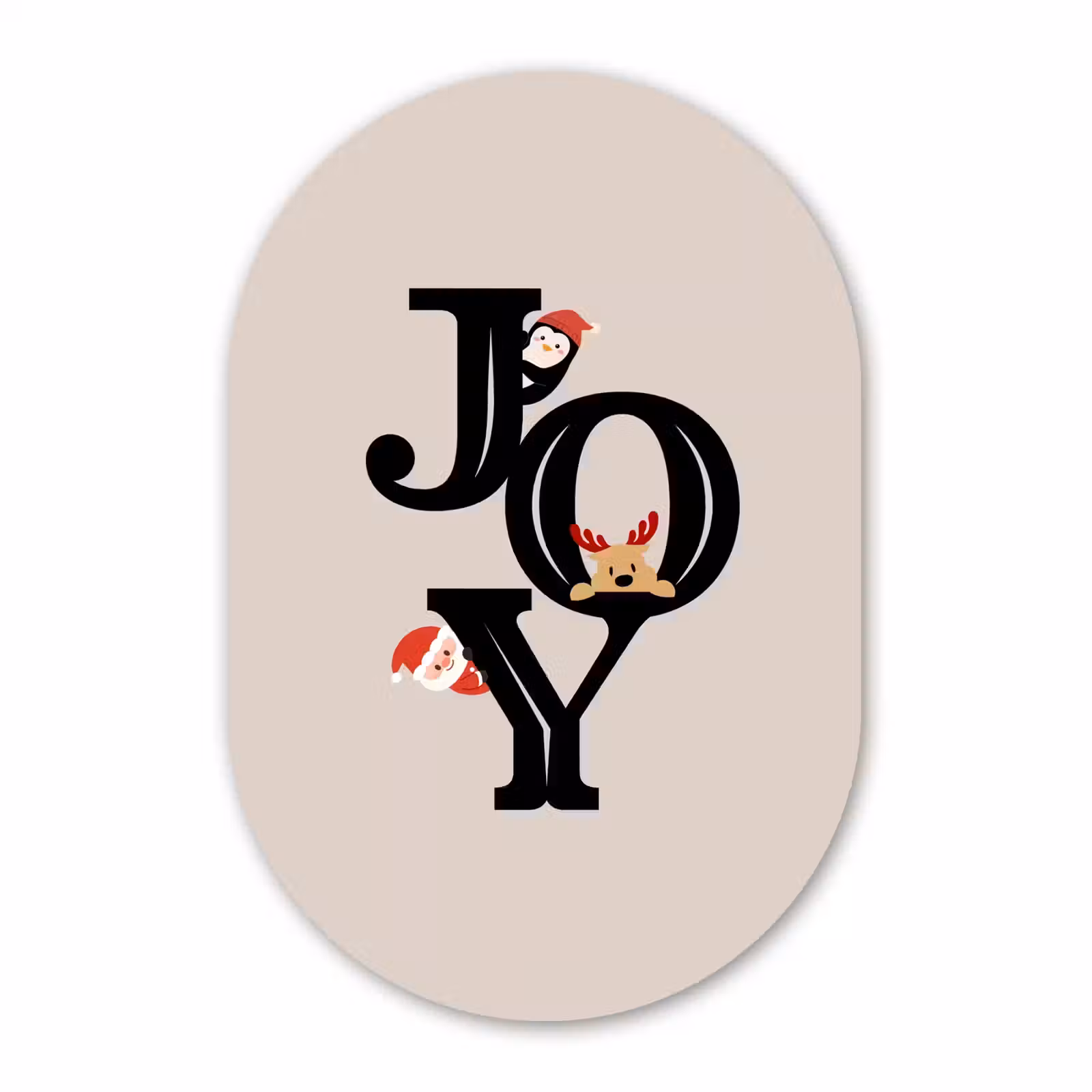 Muurovaal glas - Joy - Animatie - Zwart - Kerst — 1