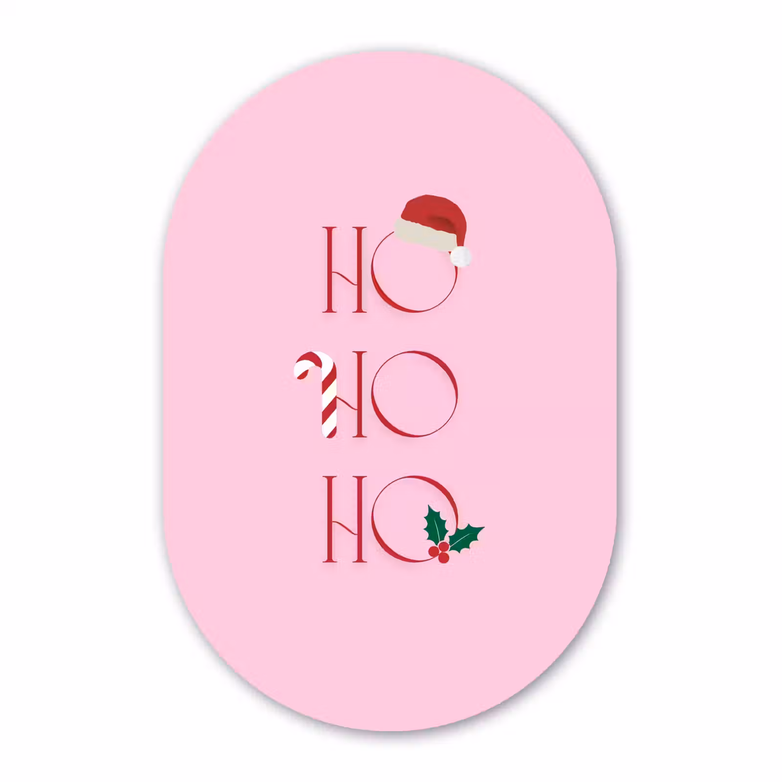 Muurovaal glas - Kerst - Tekst - Roze - Illustratie — 1
