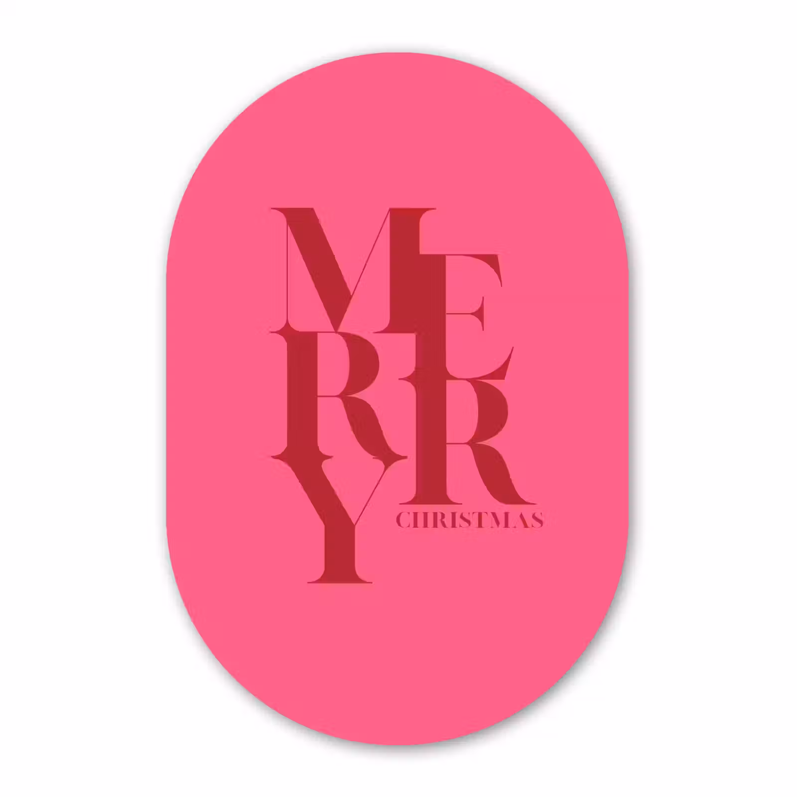 Muurovaal glas - Merry - Tekst - Kerst - Roze — 1