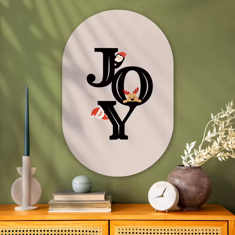 Muurovaal glas - Joy - Animatie - Zwart - Kerst — 2