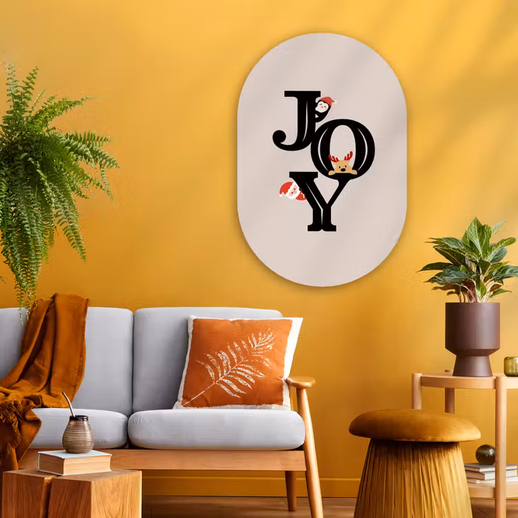 Muurovaal glas - Joy - Animatie - Zwart - Kerst — 3
