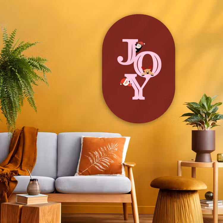 Muurovaal glas - Joy - Kerst - Animatie - Rood - Roze — 3