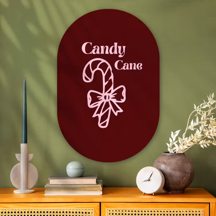 Muurovaal glas - Kerst - Snoep - Tekst - Roze — 2