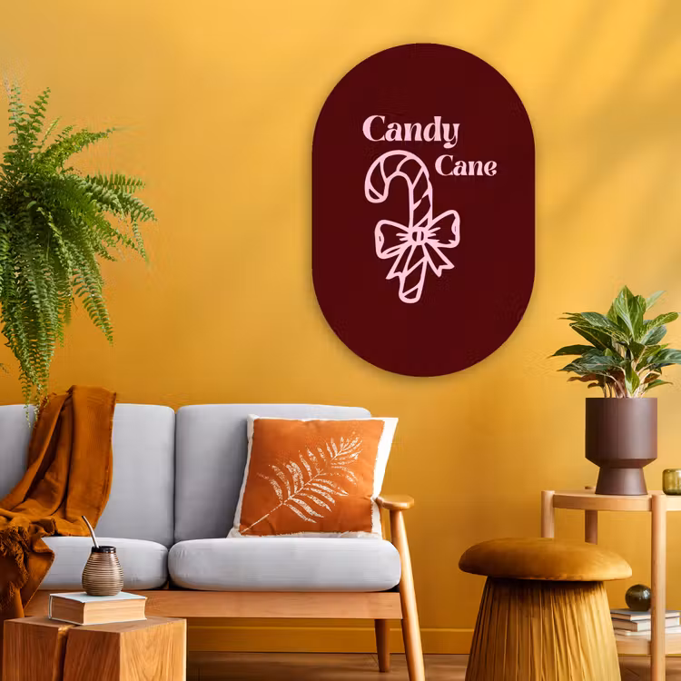 Muurovaal glas - Kerst - Snoep - Tekst - Roze — 3