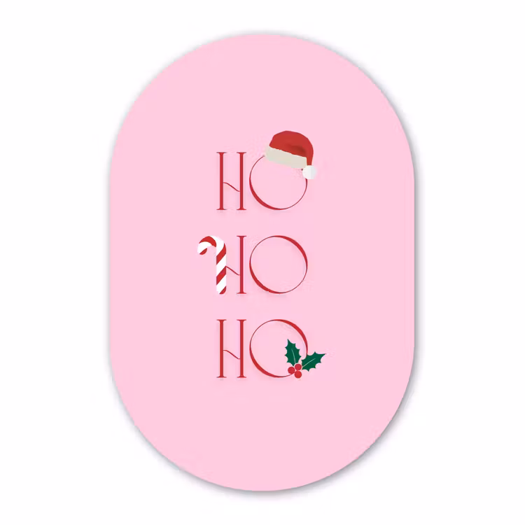 Muurovaal glas - Kerst - Tekst - Roze - Illustratie — 1