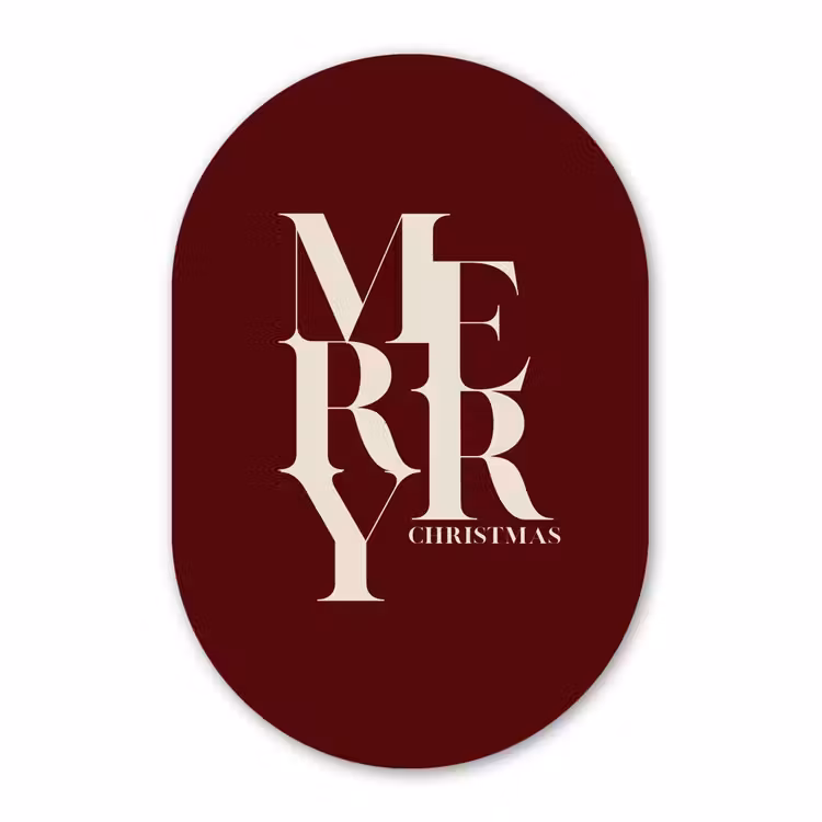 Muurovaal glas - Merry - Tekst - Donker - Rood — 1