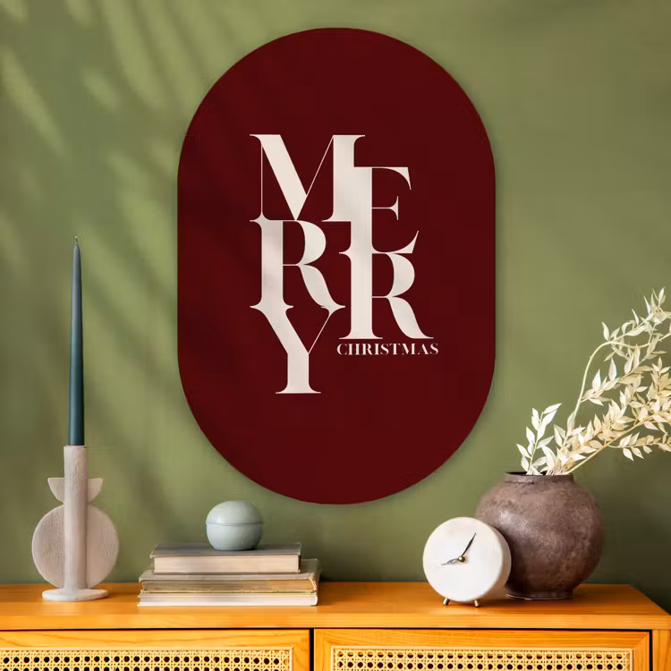 Muurovaal glas - Merry - Tekst - Donker - Rood — 2