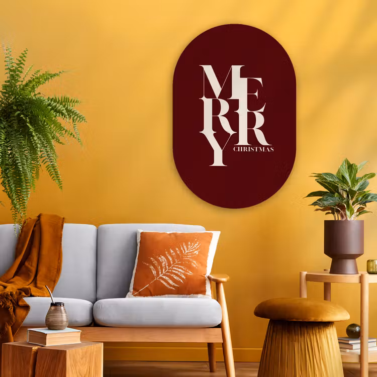 Muurovaal glas - Merry - Tekst - Donker - Rood — 3