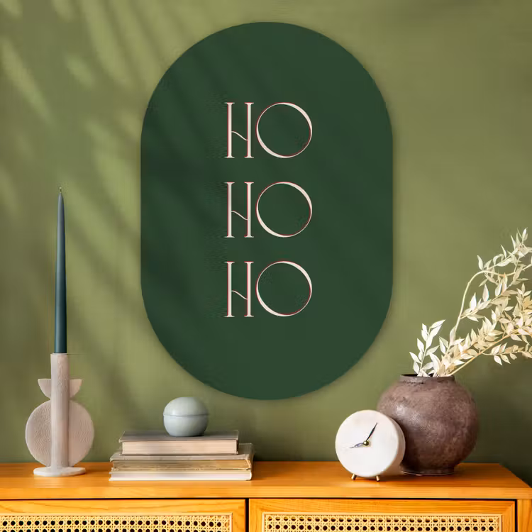 Muurovaal glas - Tekst - Kerst - Modern - Groen — 2