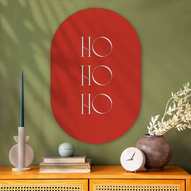 Muurovaal glas - Tekst - Kerst - Modern - Rood — 2