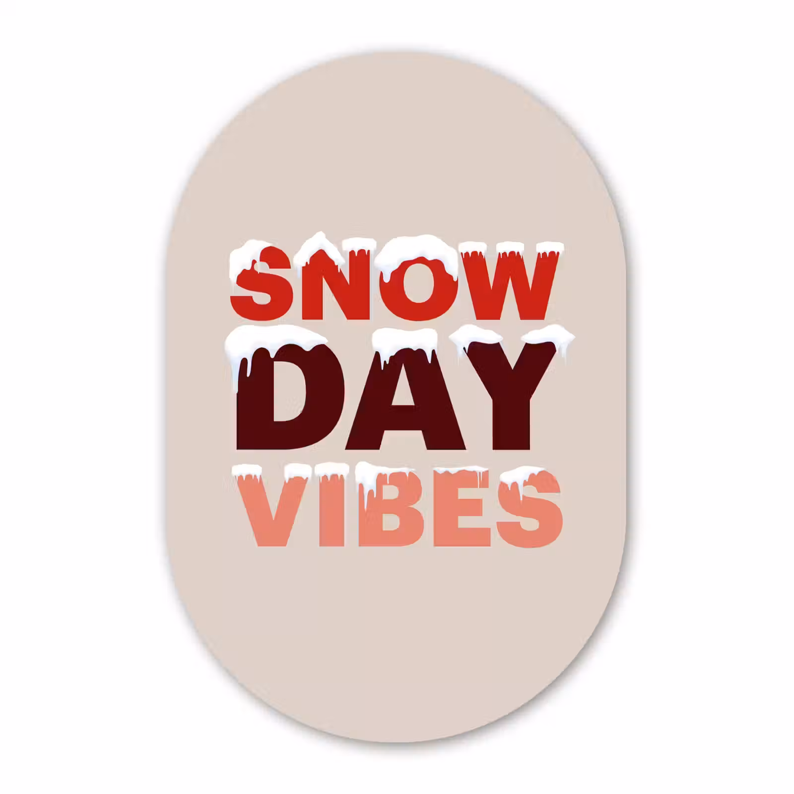 Muurovaal glas - Sneeuw - Kerst - Tekst - Rood — 1