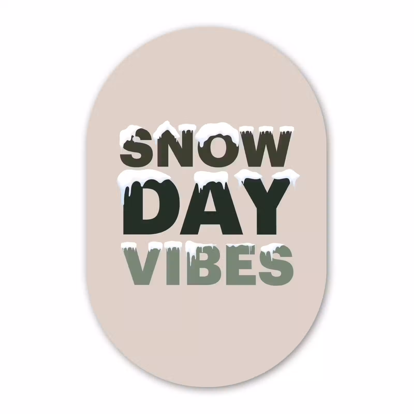Muurovaal glas - Sneeuw - Tekst - Kerst - Beige — 1