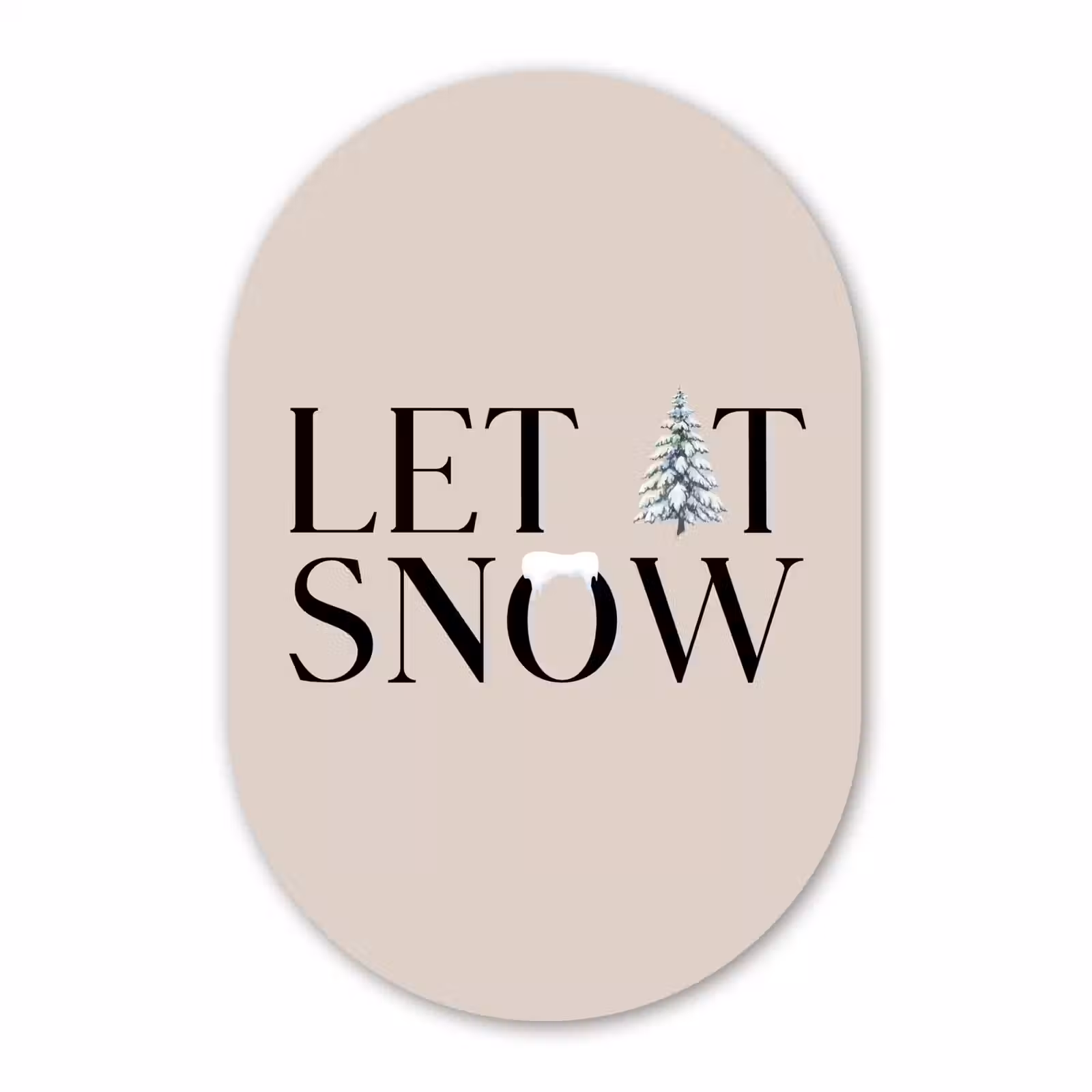 Muurovaal glas - Tekst - Kerst - Sneeuw — 1