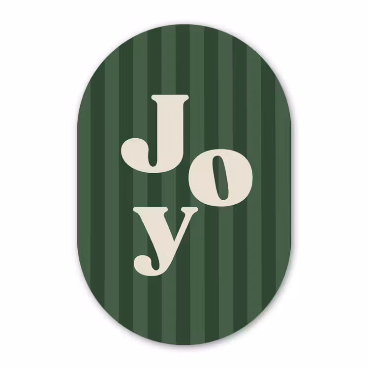 Muurovaal glas - Joy - Kerst - Tekst - Groen — 1
