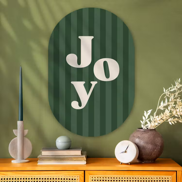 Muurovaal glas - Joy - Kerst - Tekst - Groen — 2