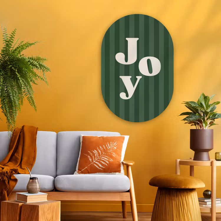 Muurovaal glas - Joy - Kerst - Tekst - Groen — 3