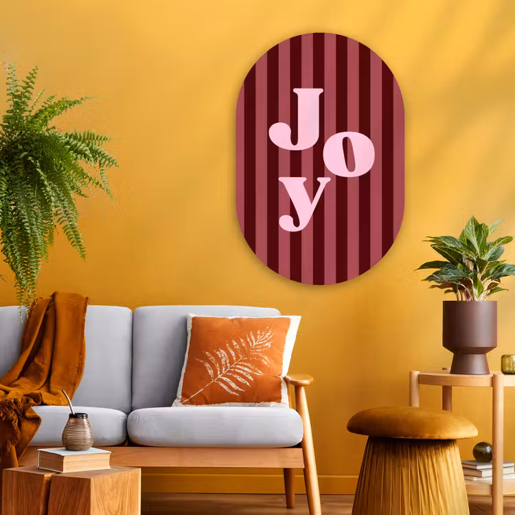 Muurovaal glas - Joy - Kerst - Tekst - Roze — 3