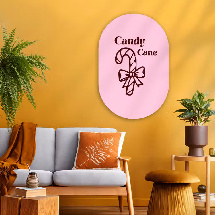 Muurovaal glas - Kerst - Snoep - Tekst - Bruin - Roze — 3