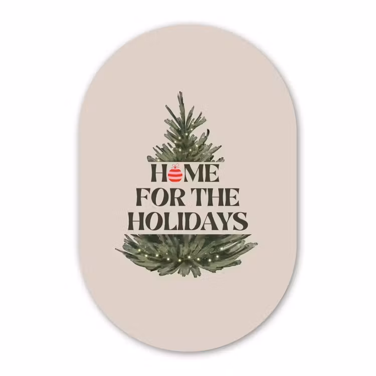 Muurovaal glas - Kerst - Tekst - Kerstboom - Beige — 1