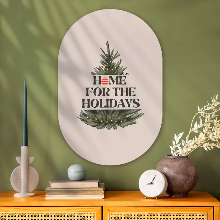 Muurovaal glas - Kerst - Tekst - Kerstboom - Beige — 2