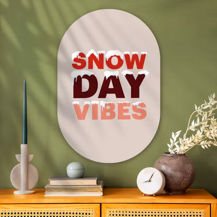 Muurovaal glas - Sneeuw - Kerst - Tekst - Rood — 2