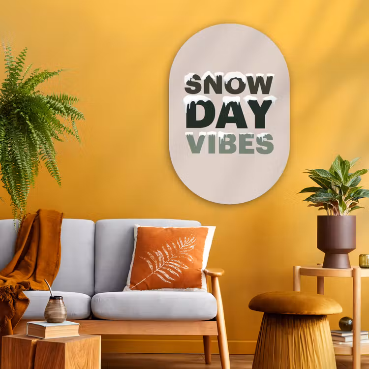 Muurovaal glas - Sneeuw - Tekst - Kerst - Beige — 3