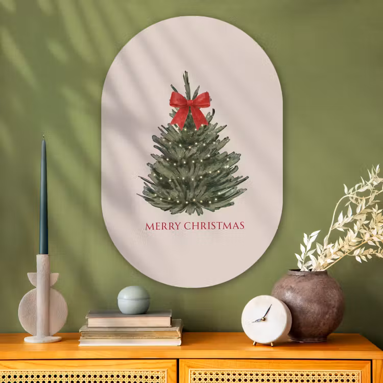 Muurovaal glas - Tekst - Kerst - Kerstboom — 2