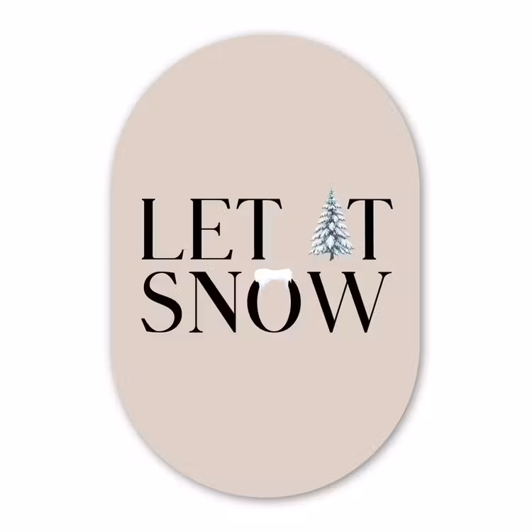 Muurovaal glas - Tekst - Kerst - Sneeuw — 1