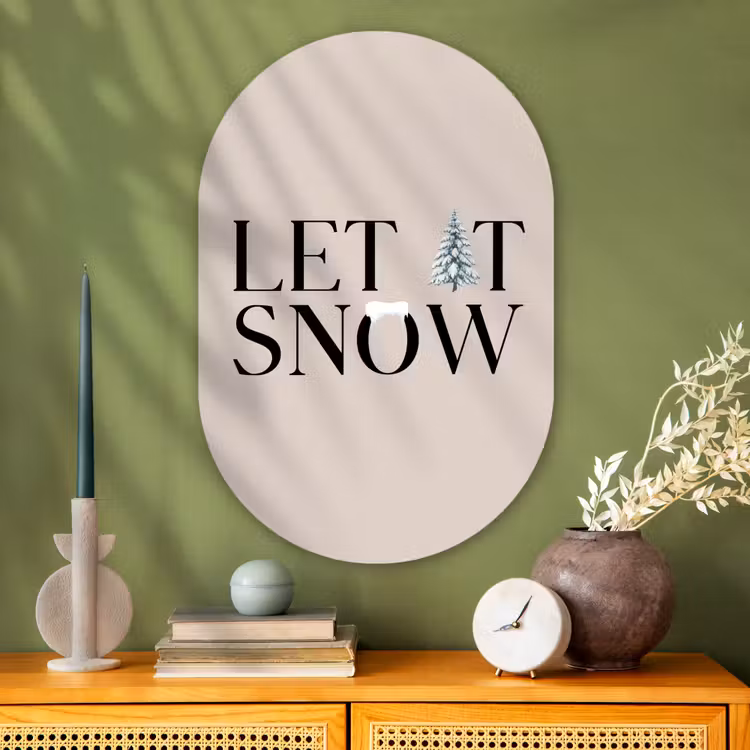 Muurovaal glas - Tekst - Kerst - Sneeuw — 2