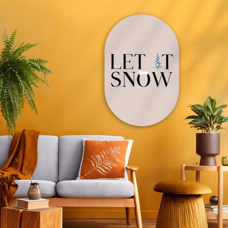 Muurovaal glas - Tekst - Kerst - Sneeuw — 3