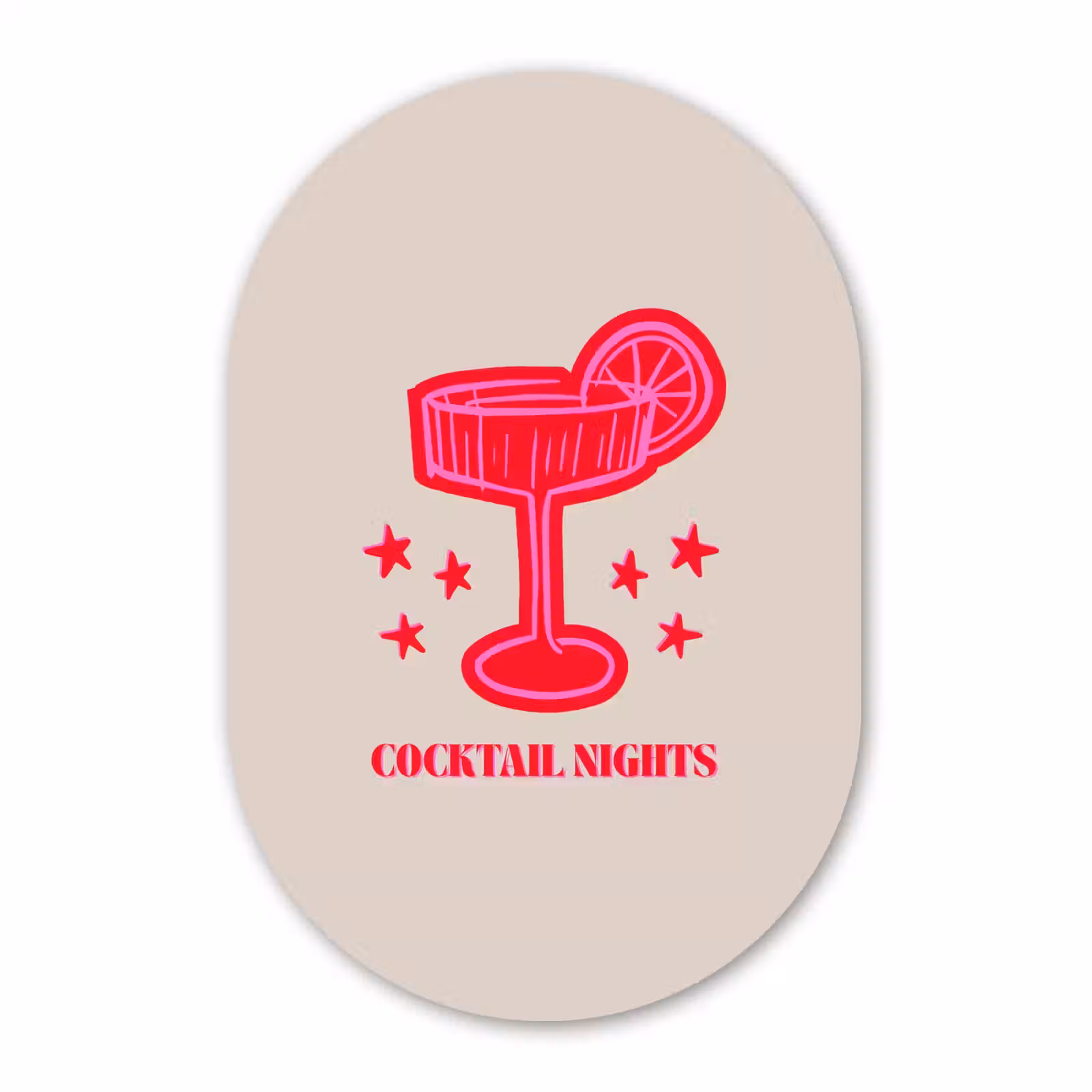 Muurovaal glas - Cocktail - Kerst - Beige - Roze — 1