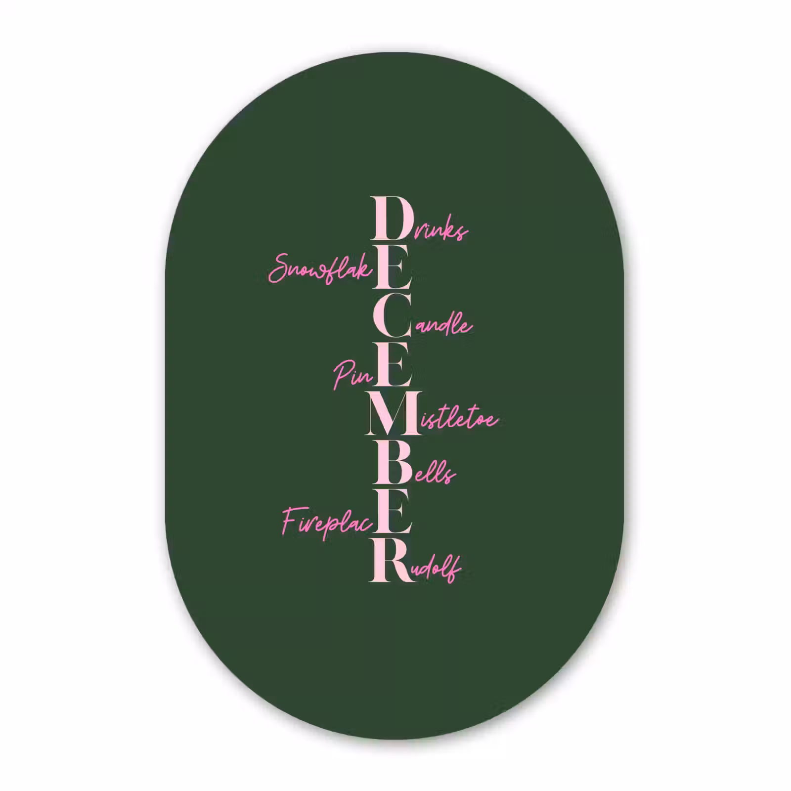 Muurovaal glas - December - Tekst - Kerst - Groen — 1