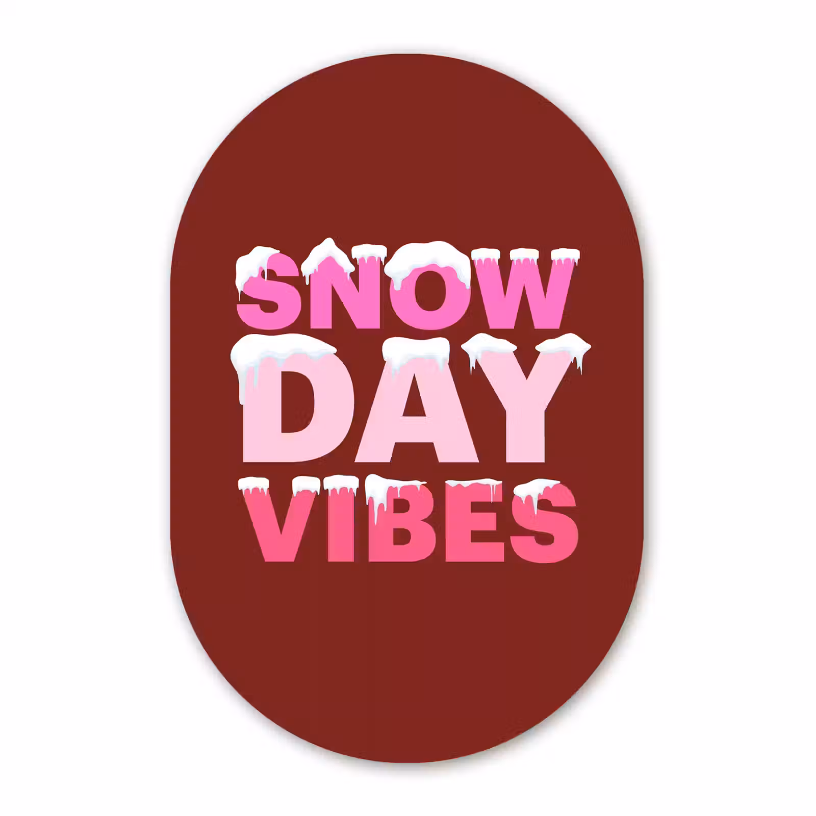 Muurovaal glas - Kerst - Tekst - Sneeuw - Rood - Roze — 1