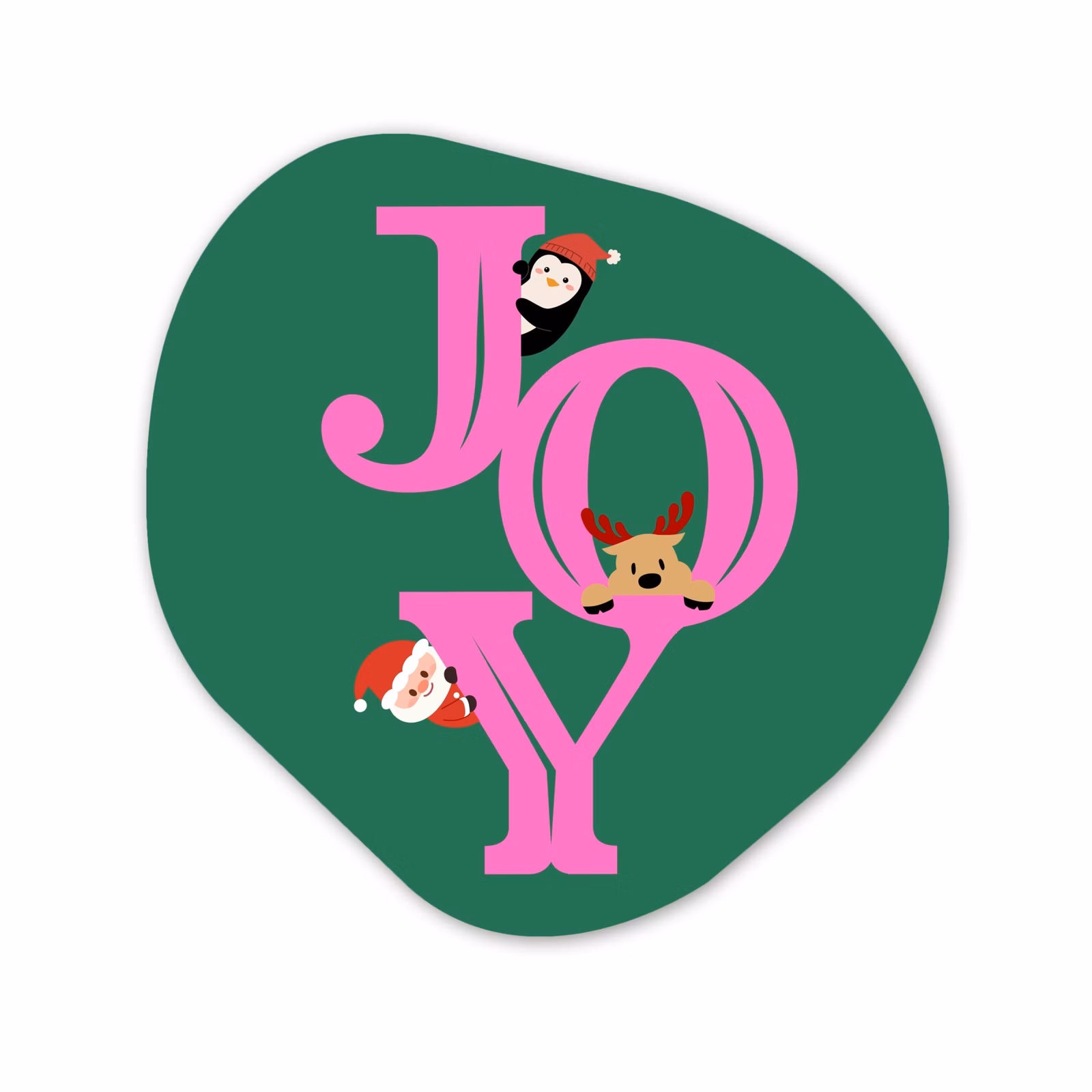 Organisch schilderij glas - Joy - Kerst - Animatie - Roze - Groen — 1
