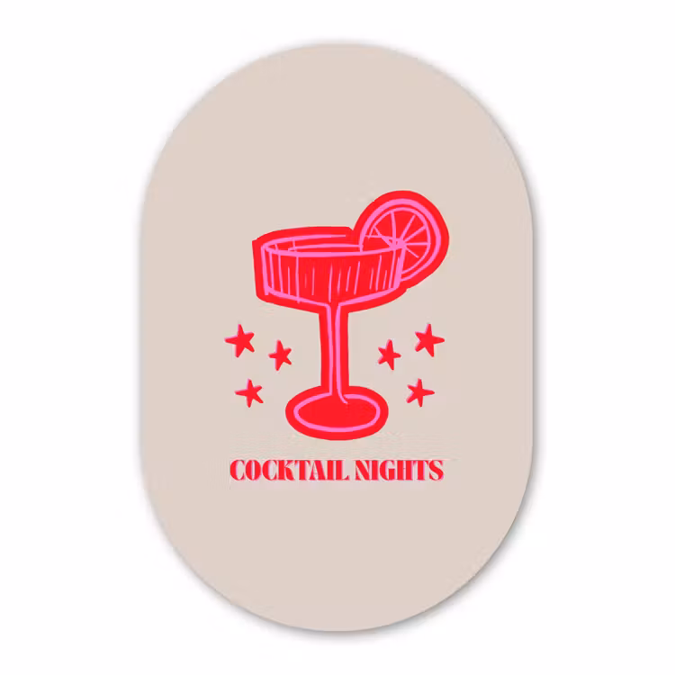 Muurovaal glas - Cocktail - Kerst - Beige - Roze — 1