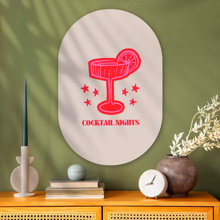 Muurovaal glas - Cocktail - Kerst - Beige - Roze — 2