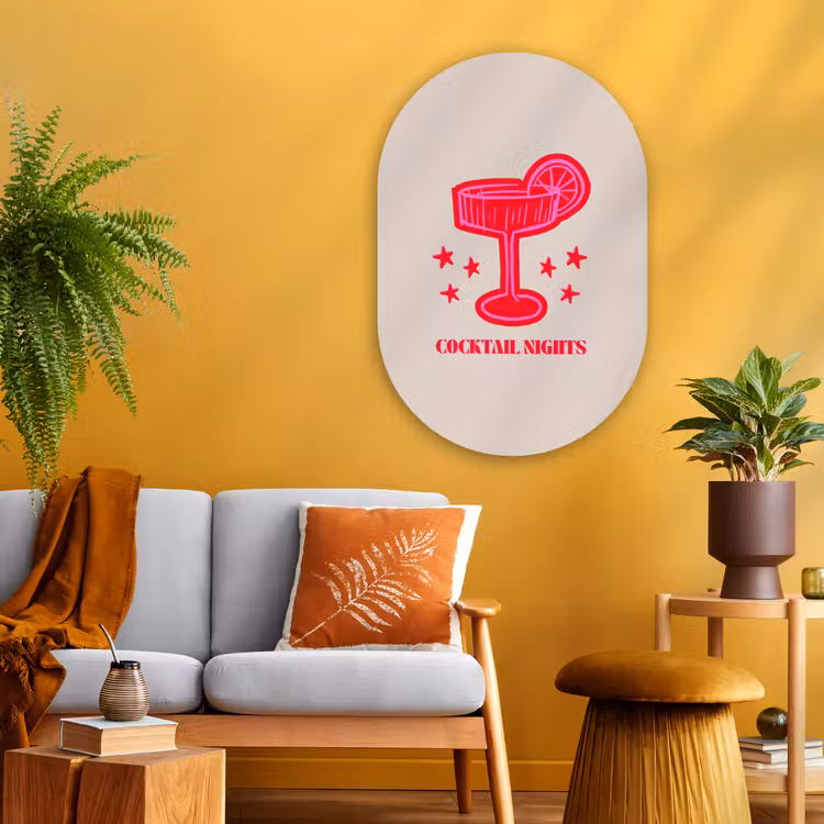 Muurovaal glas - Cocktail - Kerst - Beige - Roze — 3