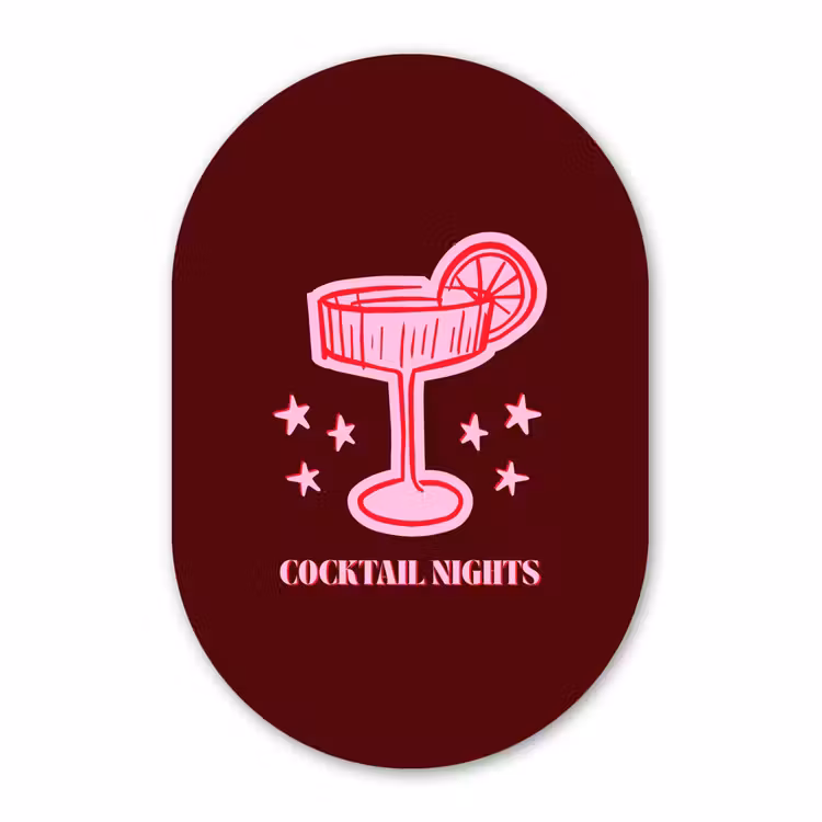 Muurovaal glas - Cocktail - Kerst - Burgundy - Roze — 1