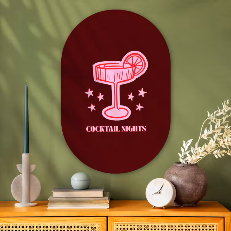Muurovaal glas - Cocktail - Kerst - Burgundy - Roze — 2