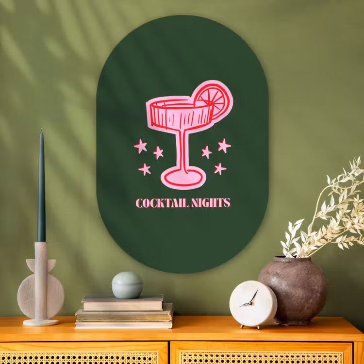 Muurovaal glas - Cocktail - Kerst - Roze - Groen — 2