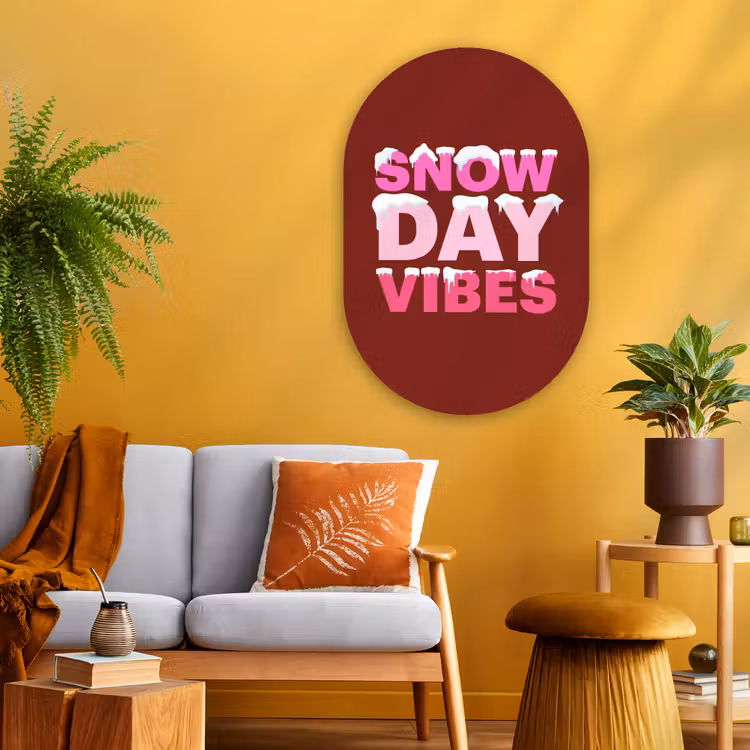 Muurovaal glas - Kerst - Tekst - Sneeuw - Rood - Roze — 3
