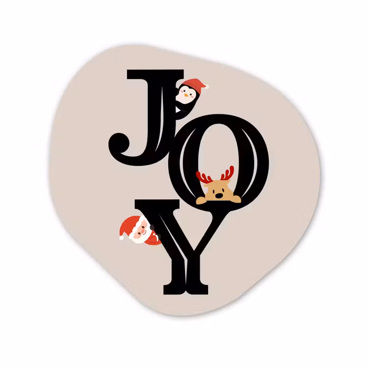 Organisch schilderij glas - Joy - Animatie - Zwart - Kerst — 1