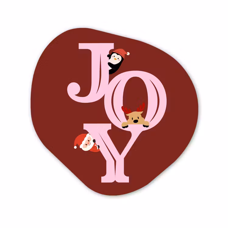 Organisch schilderij glas - Joy - Kerst - Animatie - Rood - Roze — 1